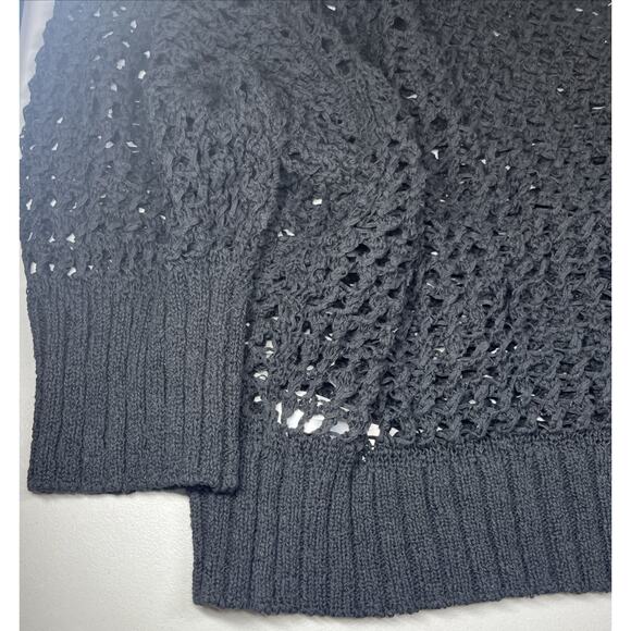 J Crew Montauk Relaxed Cardigan Sweater Womens 2X Black Open Knit Button V Neck - Picture 9 of 13